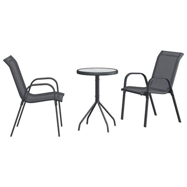 Garten Bistro Set 3-teilig Grau Stahl