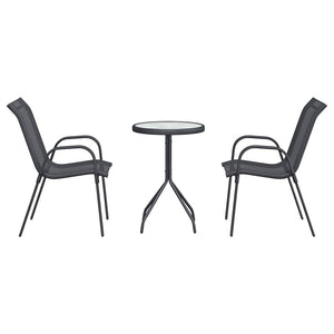Garten Bistro Set 3-teilig Grau Stahl