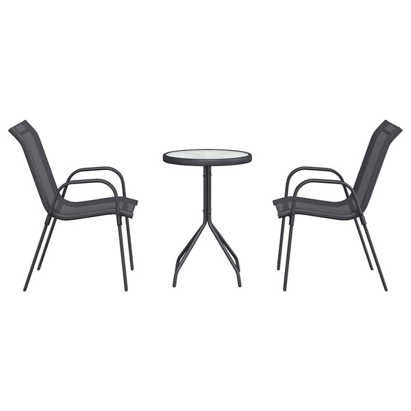 Garten Bistro Set 3-teilig Grau Stahl