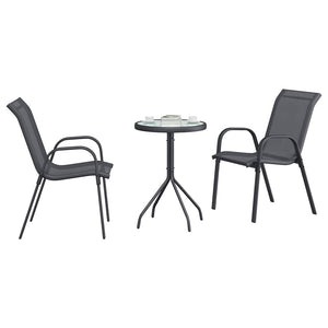 Garten Bistro Set 3-teilig Grau Stahl