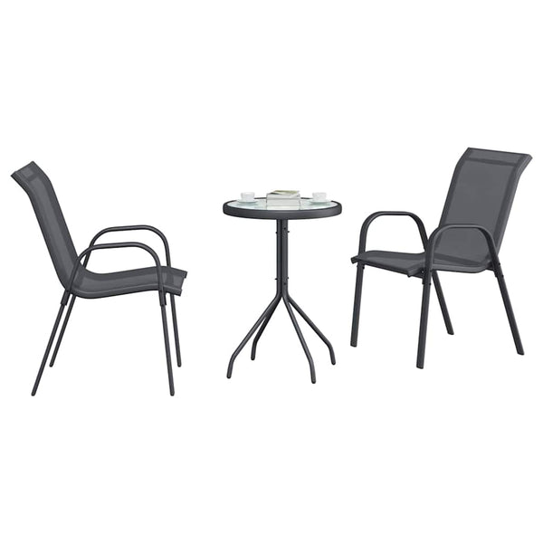 Garten Bistro Set 3-teilig Grau Stahl