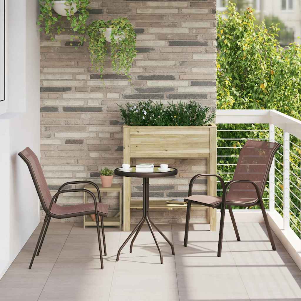 3-teiliges Garten-Bistro-Set Braun Stahl