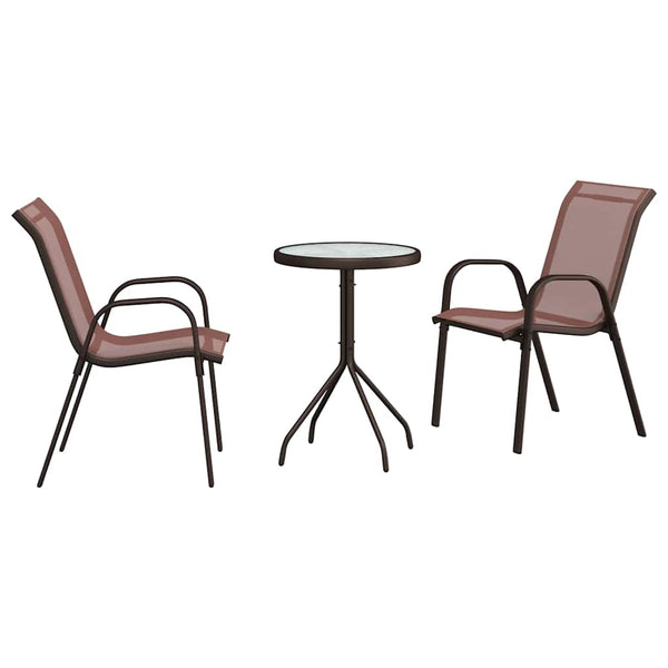 3-teiliges Garten-Bistro-Set Braun Stahl