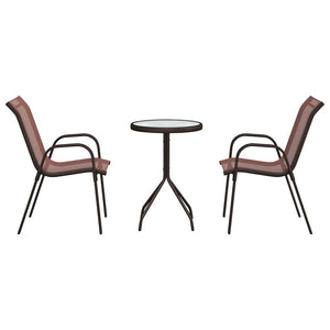 3-teiliges Garten-Bistro-Set Braun Stahl