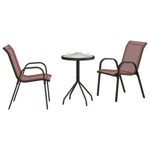 3-teiliges Garten-Bistro-Set Braun Stahl