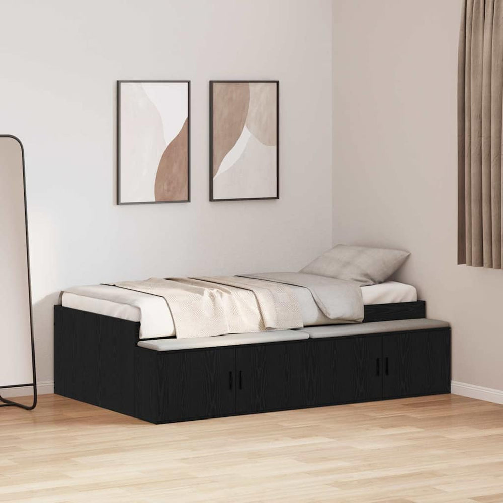 vidaXL Cadre de lit noir aspect chêne 80 x 200 cm Bois d'ingénierie