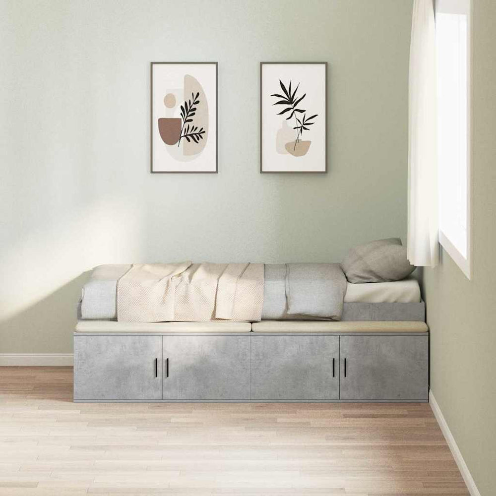 Bettrahmen mit Schubladen, Betongrau, 80x200 cm