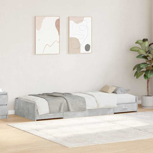 Bettrahmen mit Kopfteil Grau 90x200 cm