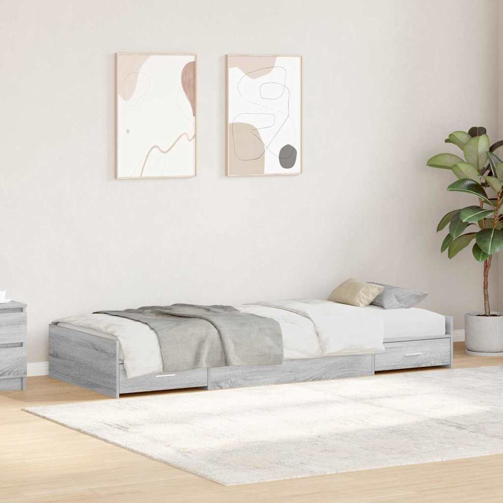 Bettrahmen mit Kopfteil 90x200 cm Grau