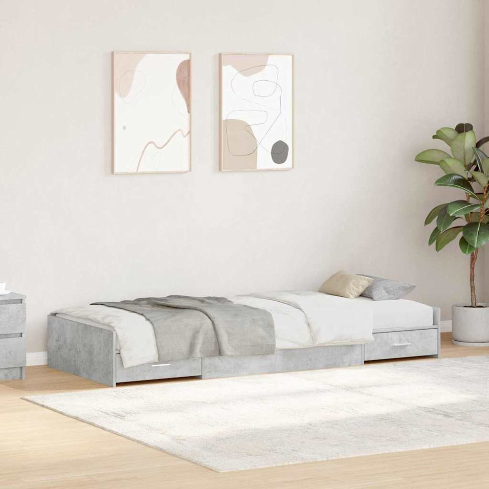 Bettrahmen mit Kopfteil Grau 90x190 cm