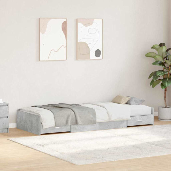 Bettrahmen mit Kopfteil Grau 90x190 cm