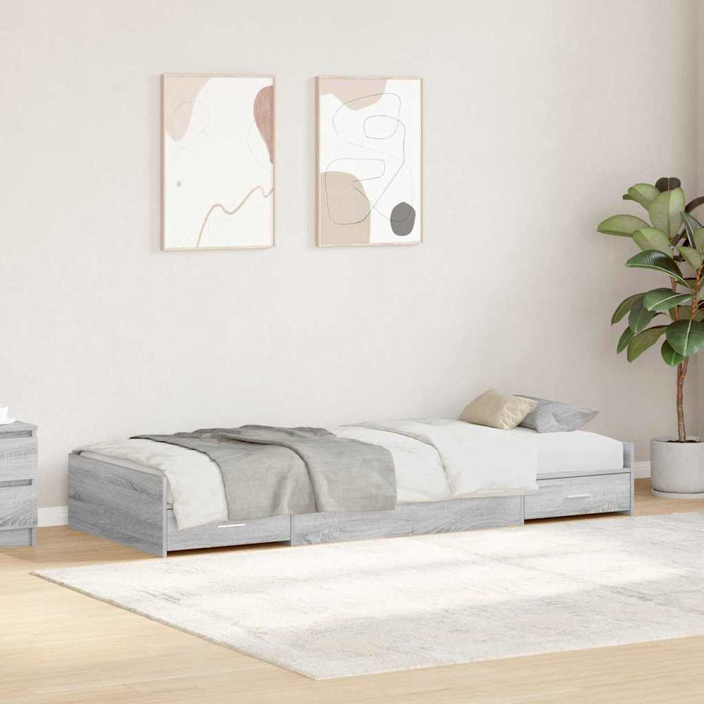 Bettrahmen mit Kopfteil 90x190 cm Grau