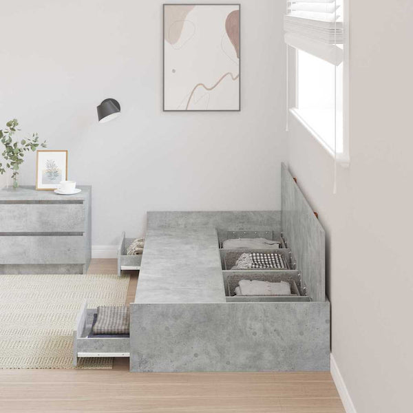 Bettrahmen mit Kopfteil Beton Grau 75x190 cm