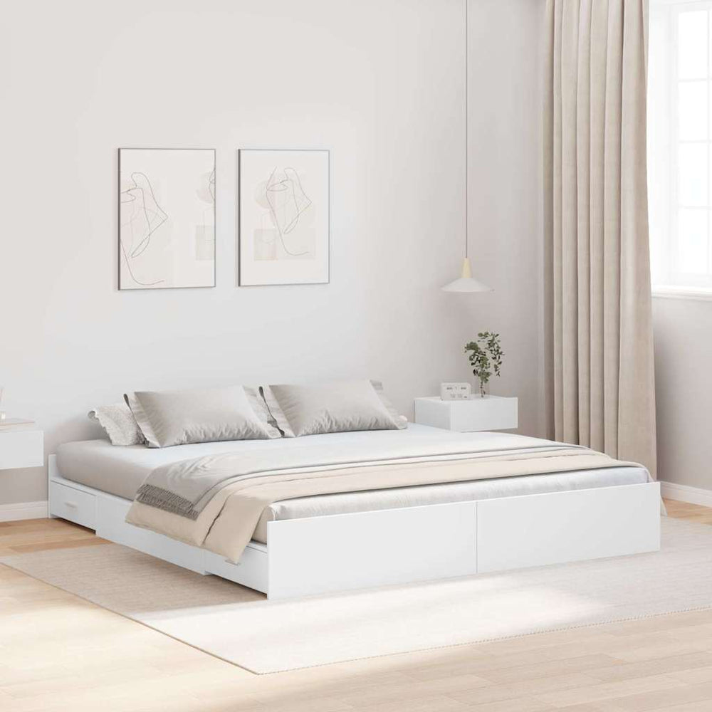 Bettgestell mit Stauraum Weiß 200x200 cm