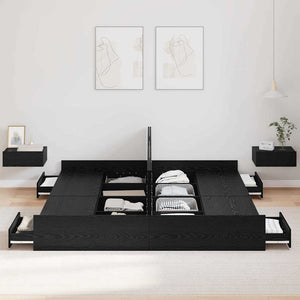 Aufbewahrungsbettgestell 200x200 cm, Schwarz Eiche