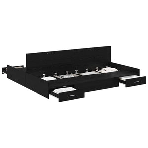 Aufbewahrungsbettgestell 200x200 cm, Schwarz Eiche