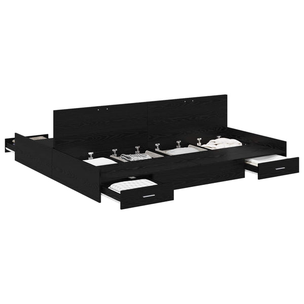 Aufbewahrungsbettgestell 200x200 cm, Schwarz Eiche