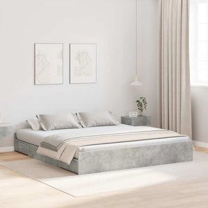 Bettgestell mit Stauraum Betongrau 200x200 cm