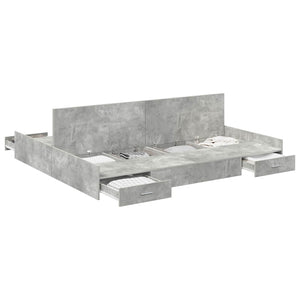 Bettgestell mit Stauraum Betongrau 200x200 cm