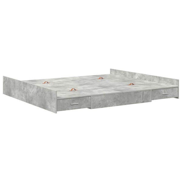 Bettgestell mit Stauraum Betongrau 200x200 cm