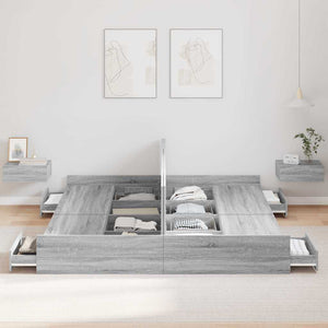 Aufbewahrungsbettgestell 200x200 Graues Sonoma