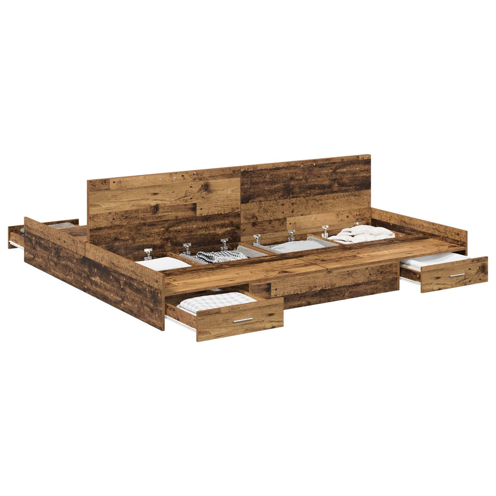 vidaXL Cadre de lit de rangement bois de récupération 200 x 200 cm bois d'ingénierie