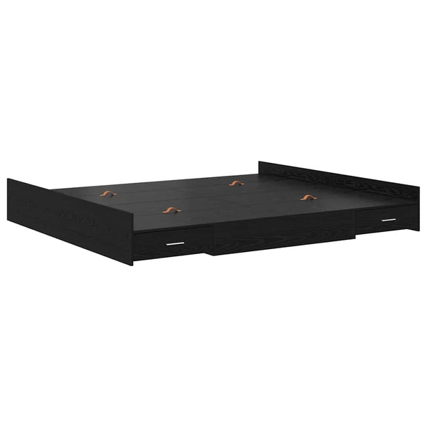 Aufbewahrungsbettgestell 180x200 cm Schwarz Eiche