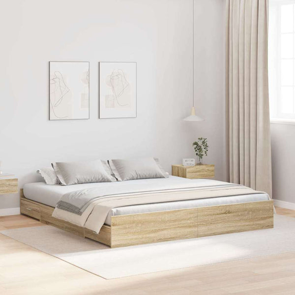 Bettgestell mit Stauraum Sonoma-Eiche 180x200