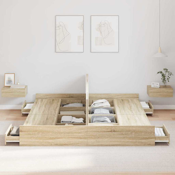 Bettgestell mit Stauraum Sonoma-Eiche 180x200