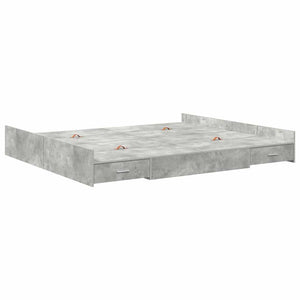 Bettgestell mit Stauraum Beton Grau 180x200