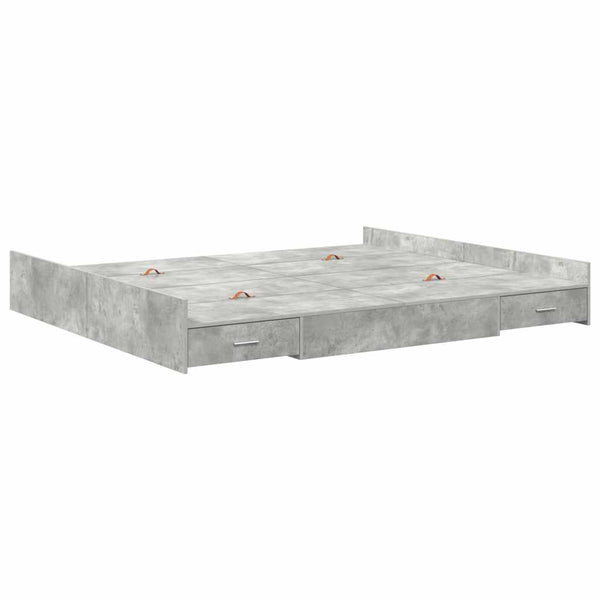 Bettgestell mit Stauraum Beton Grau 180x200