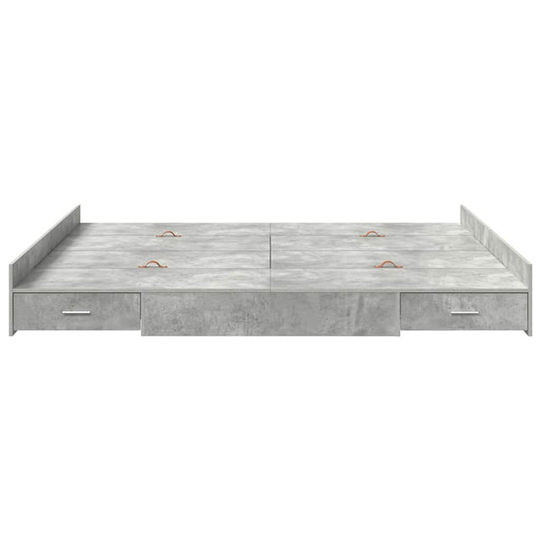 Bettgestell mit Stauraum Beton Grau 180x200