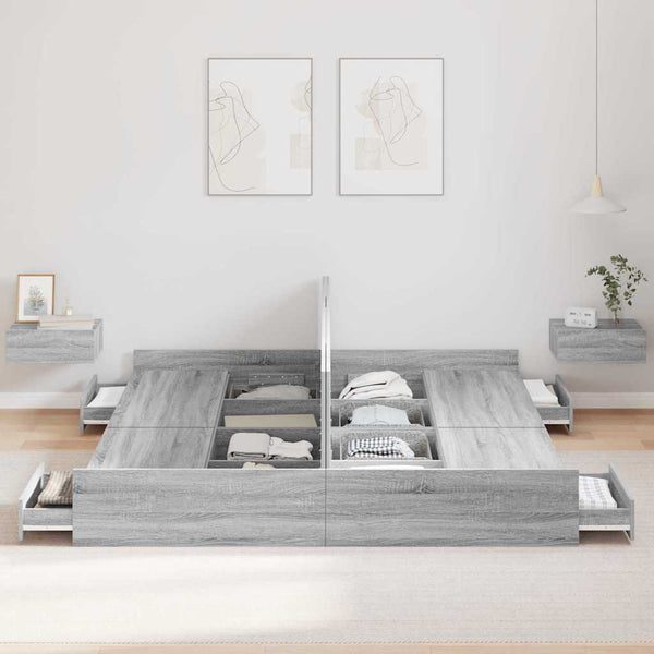 Aufbewahrungsbett 180x200 cm Grau