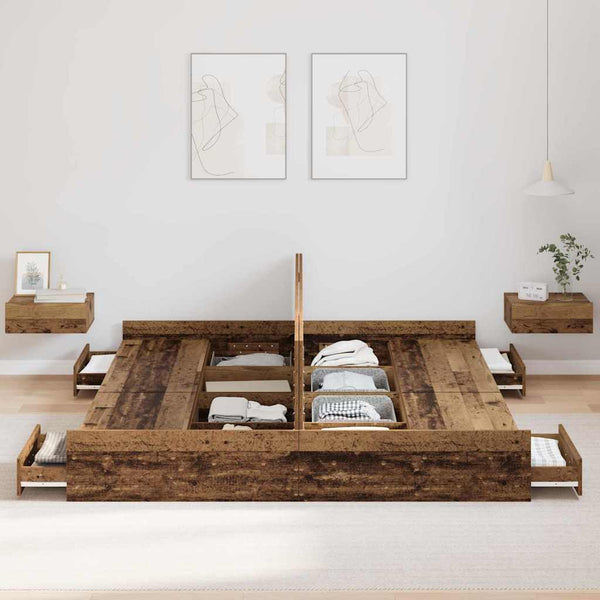 Bettgestell Altholz 180x200 cm mit Stauraum