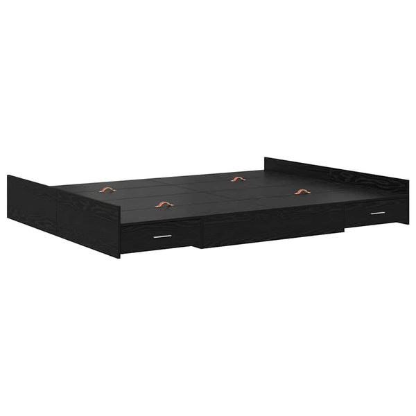 Bettgestell mit Stauraum 160x200 cm Eiche Schwarz