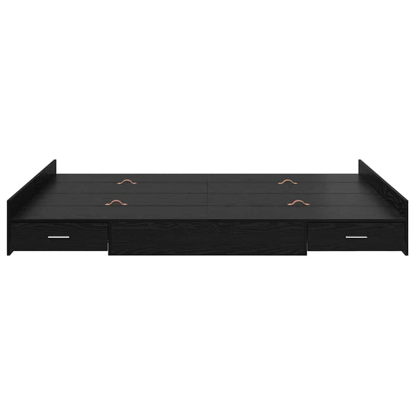 Bettgestell mit Stauraum 160x200 cm Eiche Schwarz