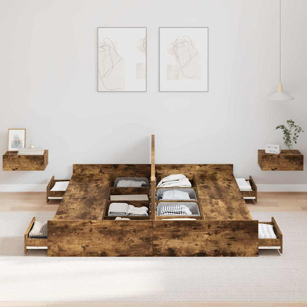 Aufbewahrungsbett 160x200 cm Geräucherte Eiche