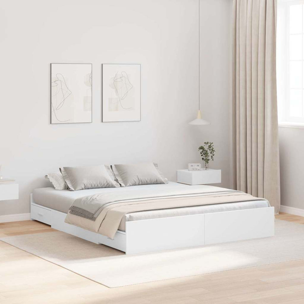 Bettgestell mit Stauraum Weiß 140x200 cm