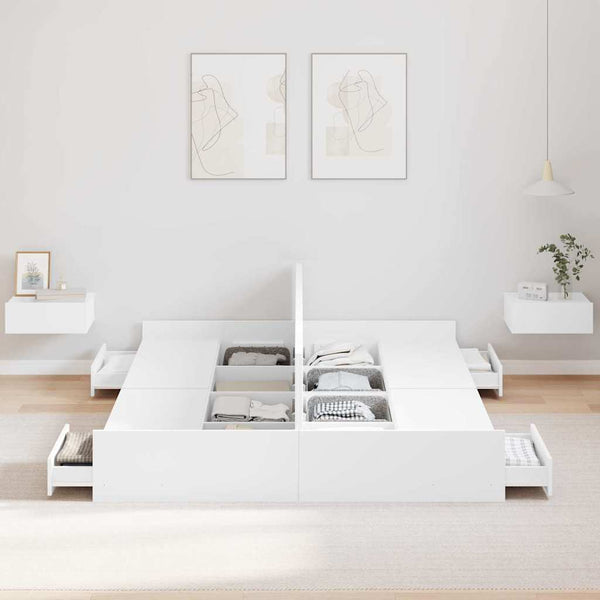 Bettgestell mit Stauraum Weiß 140x200 cm