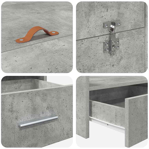 Aufbewahrungsbett 140x200 cm Beton Grau