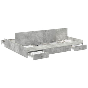 Aufbewahrungsbett 140x200 cm Beton Grau