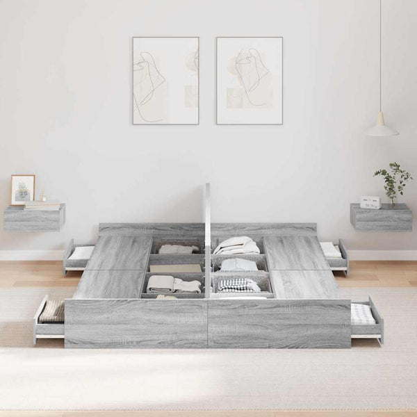 Bettgestell mit Stauraum Grau 140x200 cm