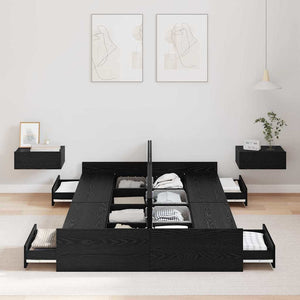 Bettgestell mit Stauraum 120x200 cm Schwarz Eiche