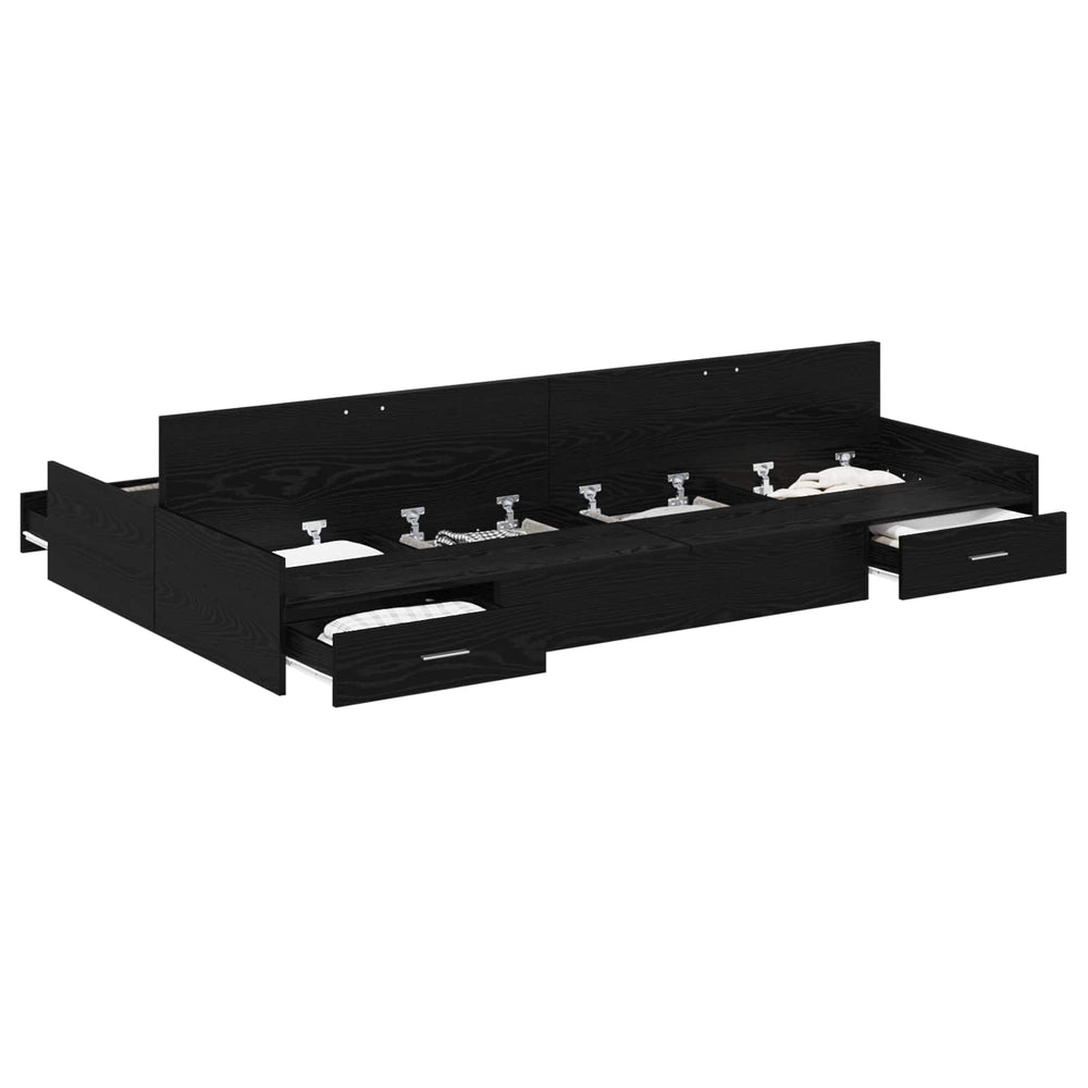 vidaXL Cadre de lit avec rangements Noir aspect chêne 120 x 200 cm