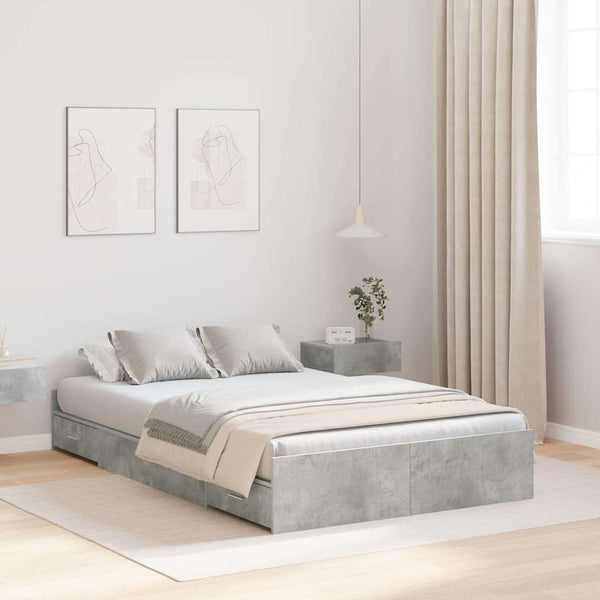Aufbewahrungsbett 120x200 cm Beton Grau