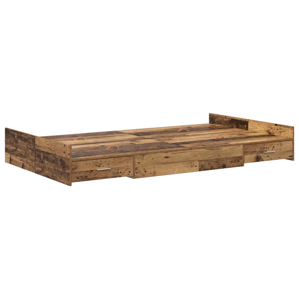 vidaXL Cadre de lit avec rangements Bois de récupération 120 x 200 cm Bois d'ingénierie
