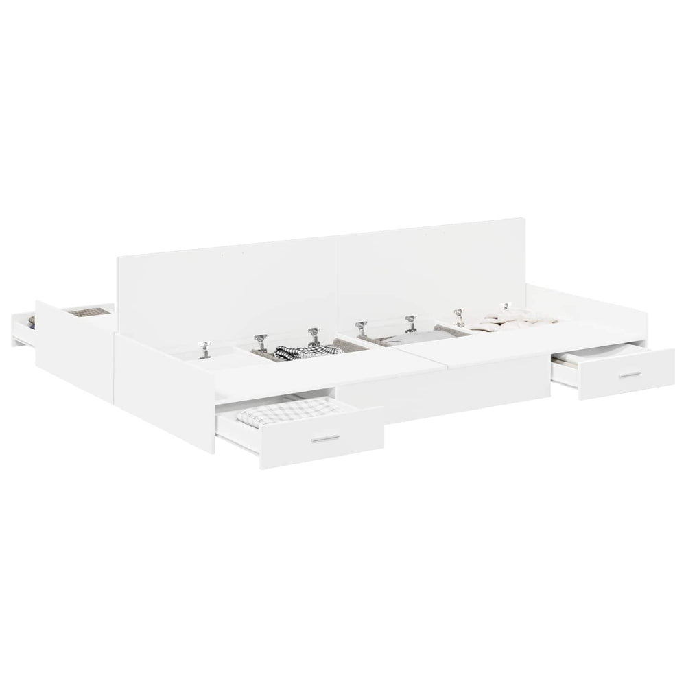vidaXL Storage Bed Frame White 140 x 190 cm Engineered Wood