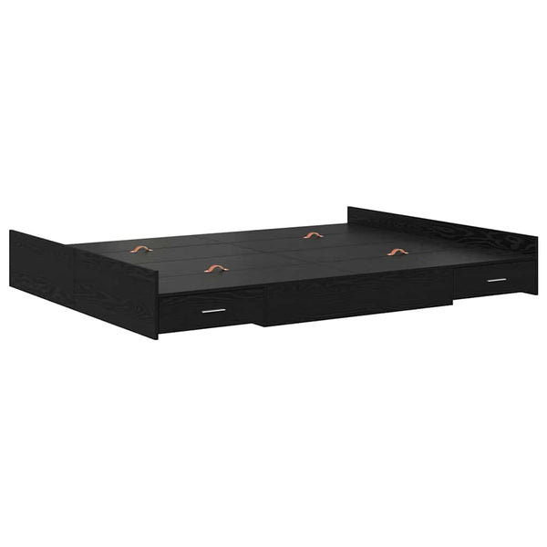 Bettgestell mit Stauraum 140x190 cm Eiche Schwarz