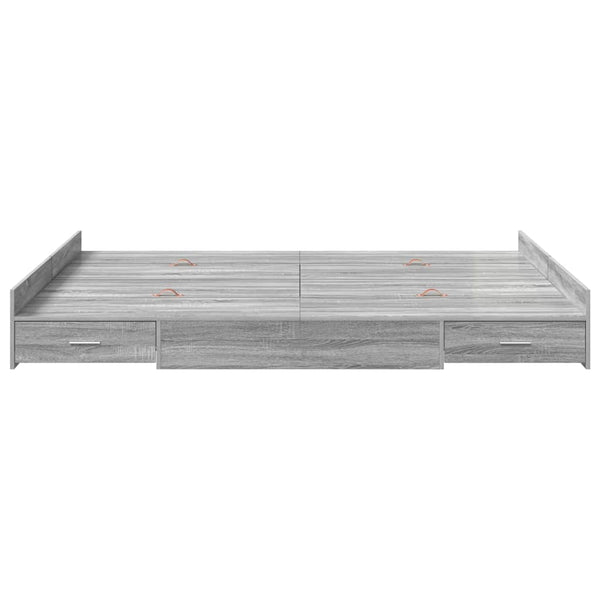 Aufbewahrungsbett 140x190 cm Grau Sonoma