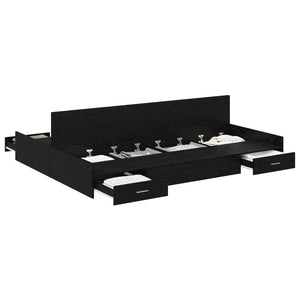 Aufbewahrungsbett 135x190 cm Schwarz Eichen-Optik